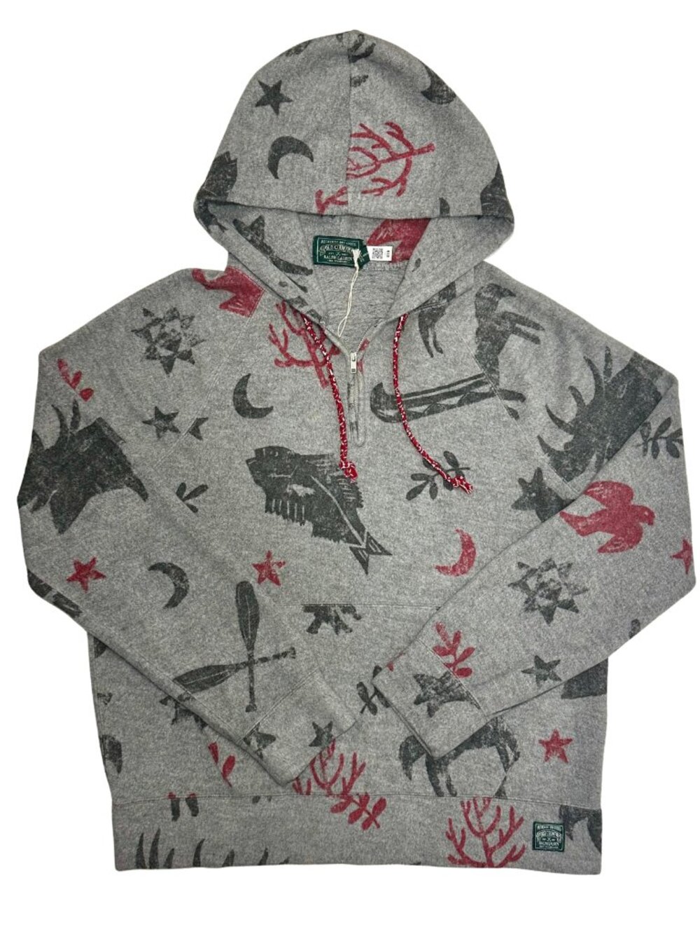 Polo Country Ralph Lauren Men's Gray Brushed Fleece Quarter Zip Pullover Large